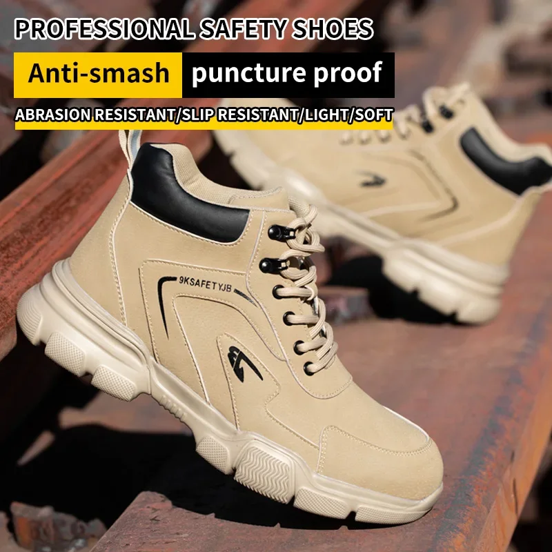 Homens sapatos de segurança de trabalho anti-punctura tênis de trabalho masculino indestrutível sapatos de trabalho botas leves sapatos de segurança