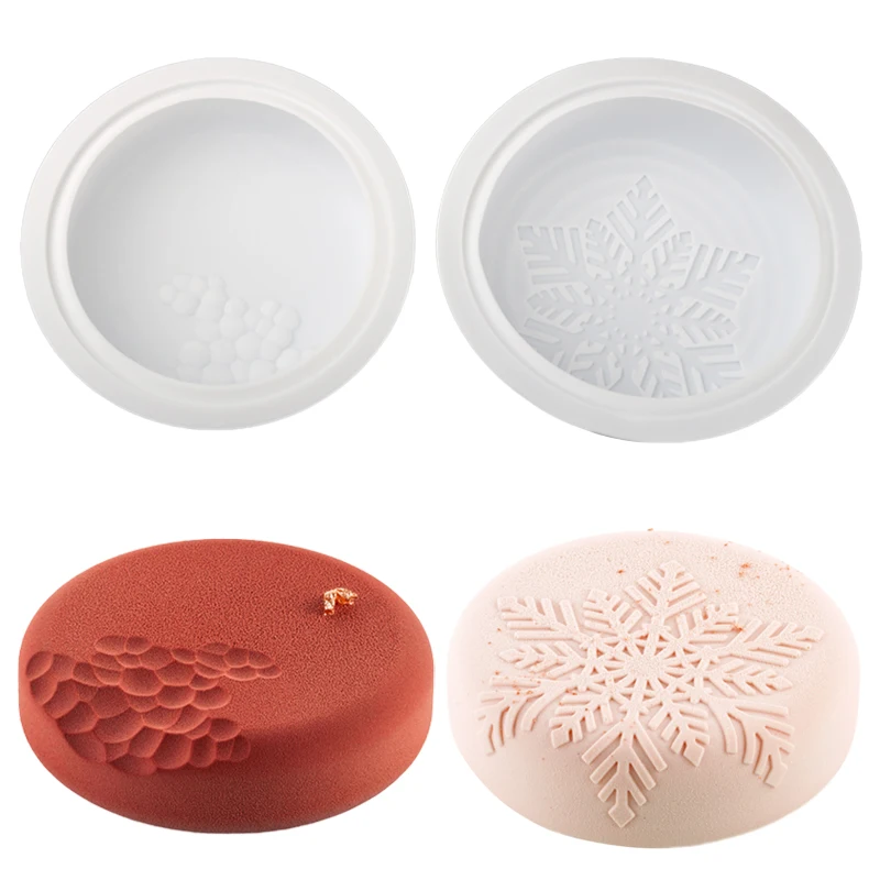 Cylindrical Mousse Top Sand Dune or Snowflake Texture Design Silicone Cake Mold Food Grade Dessert Bakeware Kitchen Baking Tools