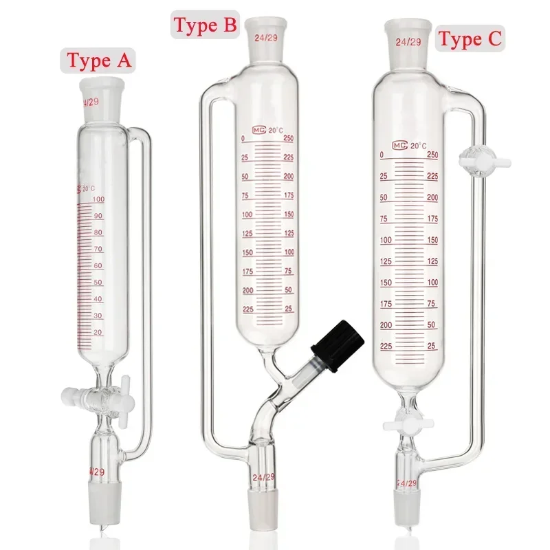 Glass Constant Pressure Dispensing Funnel Bi-PTFE Adjustable High Vacuum Throttle Valve Graduated Cylindrical Drip Funnel