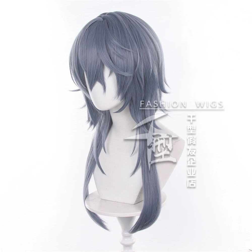 23.62in Anime Blue Grey Logos Role Play Wig Heat Resistant Synthetic Hair Arknights Logos Cosplay Wig Party Costumes Accessories