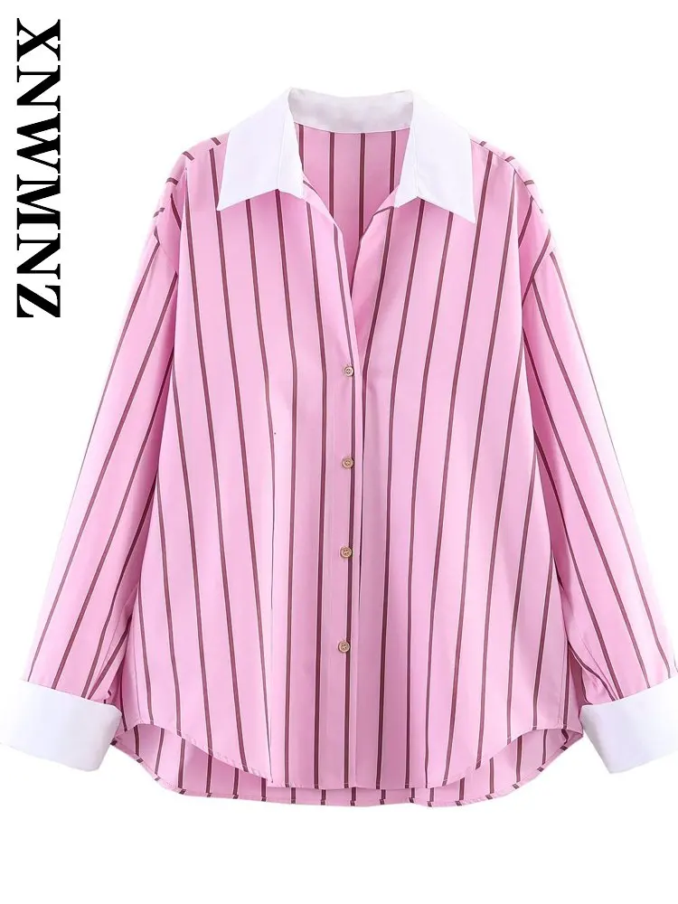 

XNWMNZ 2026 Spring New Lady Vintage Commuting Long Sleeve Turn-down Collar Shirt Versatile Casual Woman Fashion Long Sleeve Top