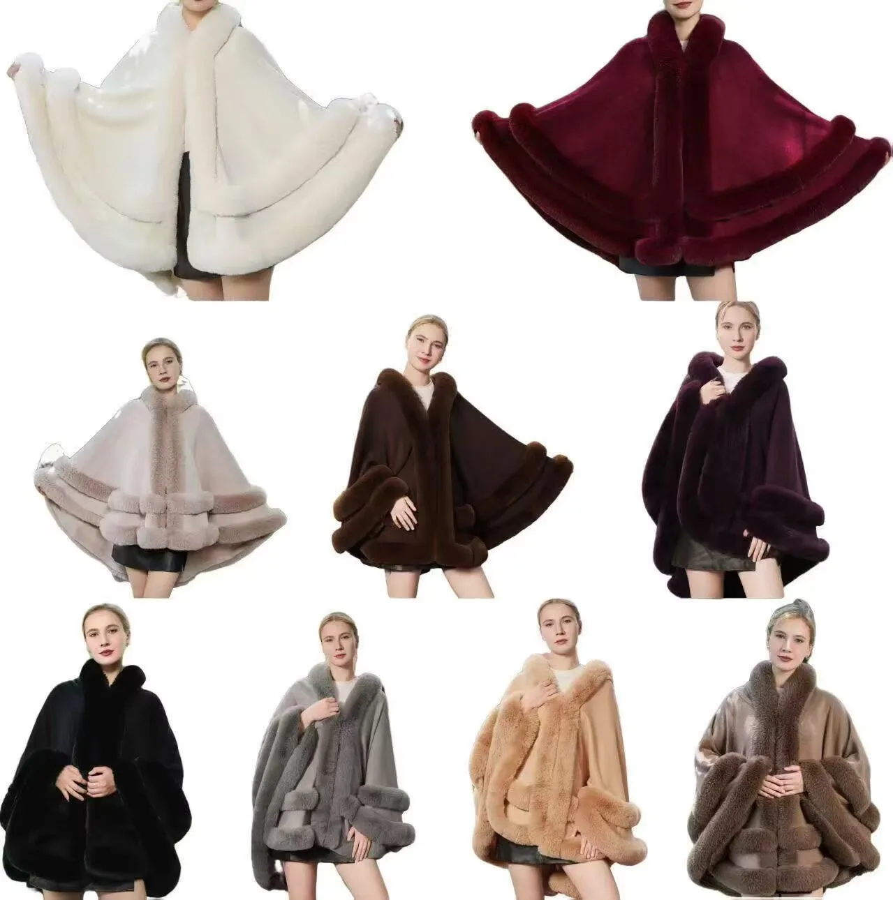 2024 Women 2 Circle Wraps Long Faux Rabbit Fur Cape Poncho Winter Loose Thick Warm Shawl Outerwear Knitted Cloak Overcoat 7 S402564a3a11445cc9deb4bf8ac1fd293O