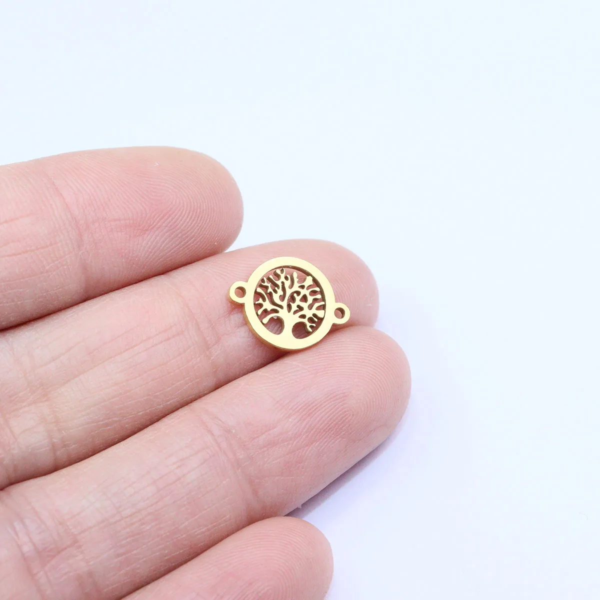 10pcs 10mm Stainless Steel Lovely Polished Connector Bracelet Charms Pendant DIY Handcraft Waterproof Antiallergic Vacuum Plate