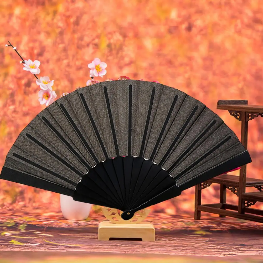 Silk Cloth Plain Folding Fan Solid Color Taichi Morning Exercise Flat Fan Summer Cooling Hand Fans Plastic Bone Fans Party Fans