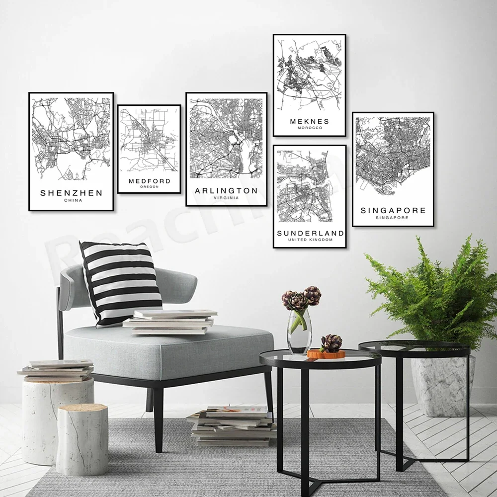 Arlington streets Virginia, Medford Oregon, San Antonio, Seattle, Sunderland, Meknes, Jacksonville, Shenzhen map city map poster - view 2