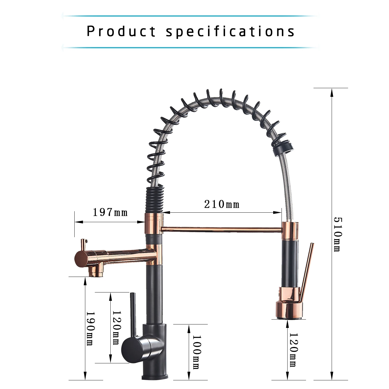 ADEA Spring Pull Down Kitchen Faucet Black Flexible Deck Mounted Hot Cold Water Mixer Tap Crane With Dual Spout Kitchen Faucets