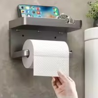 Household Wall-Mounted Toilet Paper Rack - No-Drill Tissue Box Shelf, Bathroom Storage for Toilet Rolls & Tissue bathroom shelf