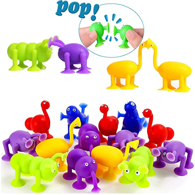 9PCS/Set Mini Animal Shaped Suction Cup Toys,Multicoloured Building Blocks Pop Sucker Toy for Kids,Parent-child Interactive Game