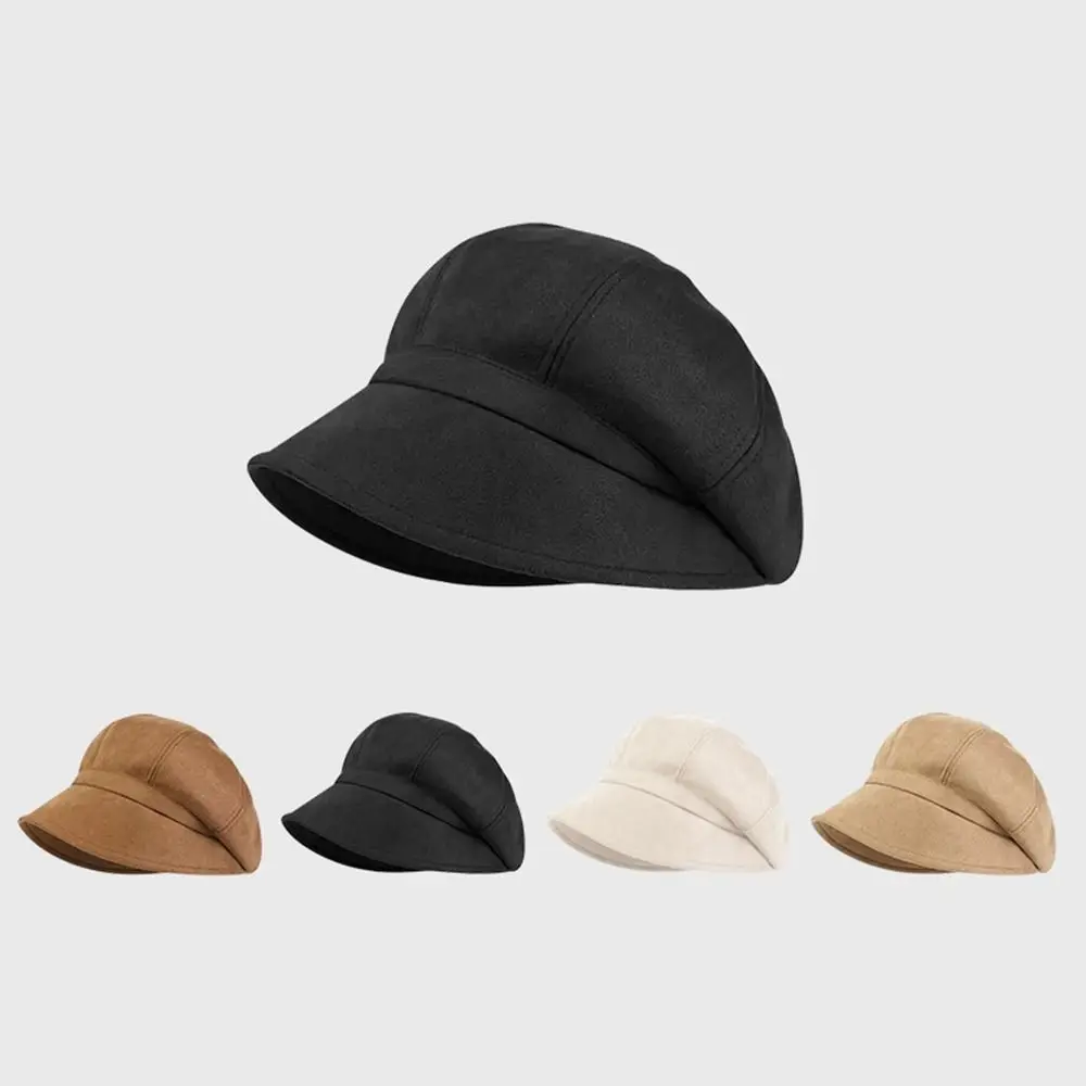 Eenvoudige Elegante Achthoekige Hoed Herfst Winter All-Match Kaki Effen Kleur Warme Pet Suède Baretten Vrouwen Cap Koreaanse Stijl Hoed