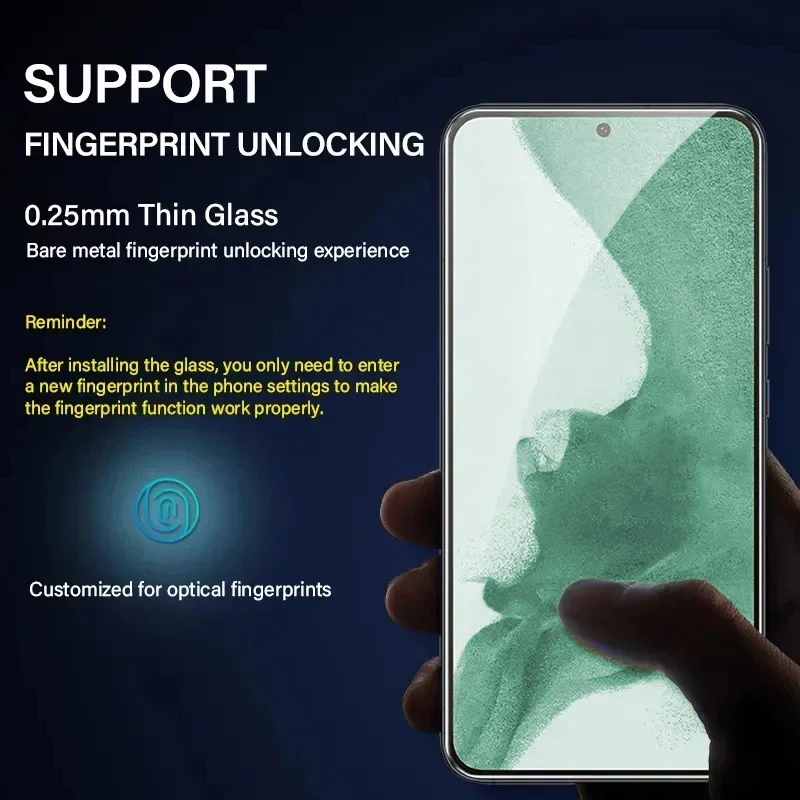 2PCS Fingerprint Unlocking Tempered Glass For Samsung Galaxy S24 Ultra S23 S21 S20 FE S24 S23 S22 Plus Glass Screen Protector image 6