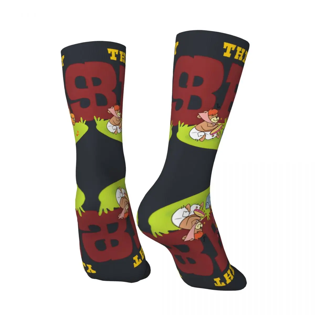 Hip Hop Retro Cartoon Crazy Men's Socks Unisex The Hillbilly Bears Harajuku Seamless Printed Novelty Happy Crew Sock Boys Gift