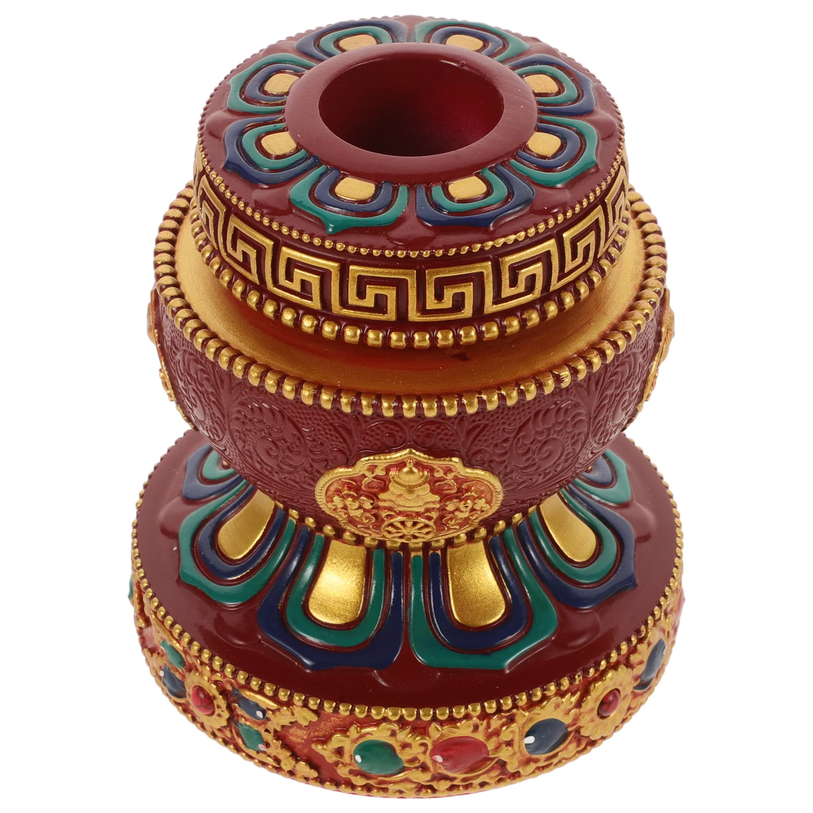 Prayer Wheel Holding Base Resin Display Stand Buddha Fixing Holder Bright Color Intricate Design Practical Storage