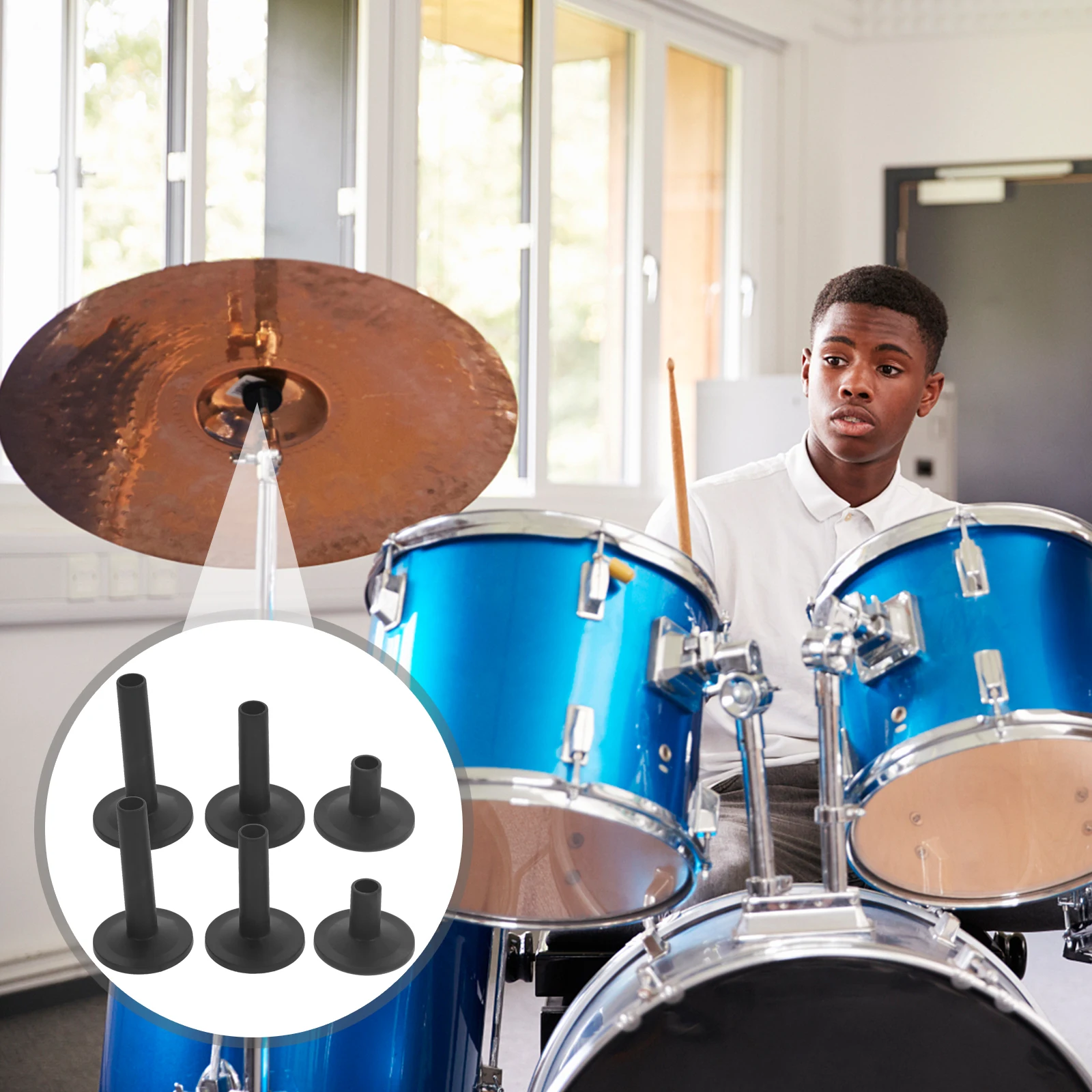 

12pcs Flanged Cymbal Sleeves Accessories Kit Durable Plastic Percussion Sleeve With Base Rustproof Antiwear Drum Cymbal Stands