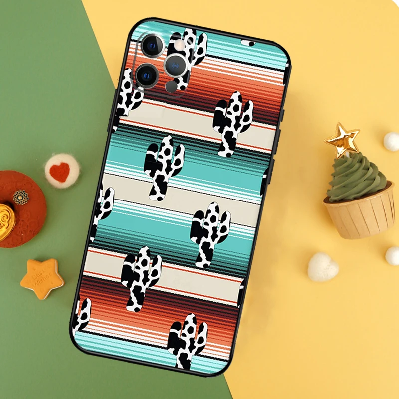 Boho Botanical Leaf Cow Cactus Case For iPhone 13 12 Mini 11 14 16 15 Pro Max 7 8 Plus X XR XS Max Back Cover