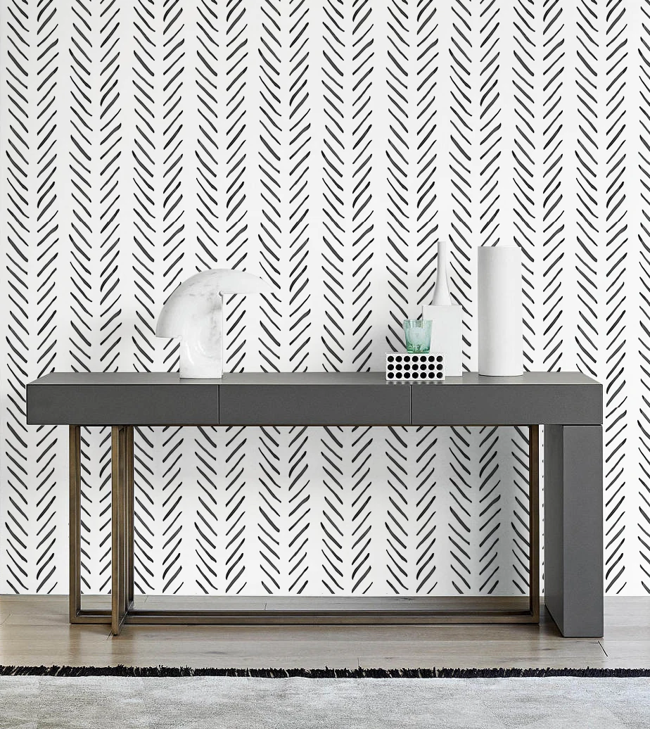 Multi-size Modern Black/White Herringbone Peel And Stick Wallpaper Geometric Removable Self Adhesive Contact Paper for Bathroom