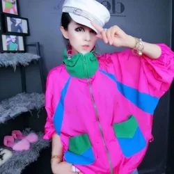 Chic Hooded Jacket Women Zipper Sweatshirt Patchwork Loose Casual Coat Long Sleeve Design Lightweight Jackets Women Clothing