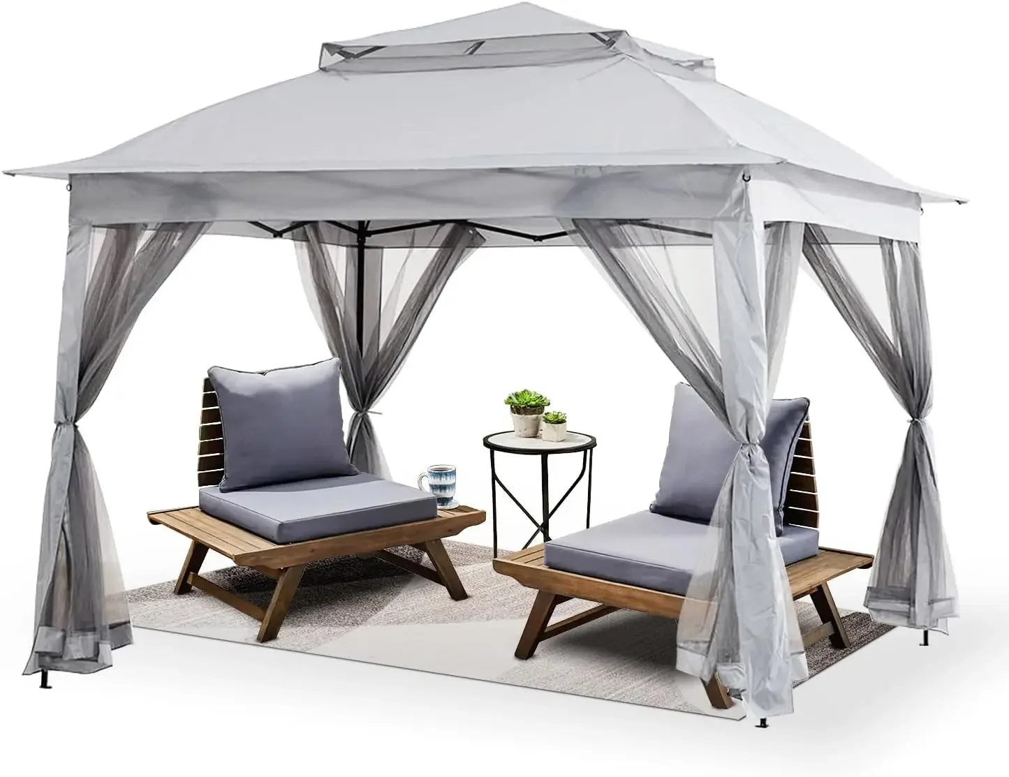 Patio Gazebo  Curtains and Shelter for Patio, Party & Backyard (Grey, 11x11)