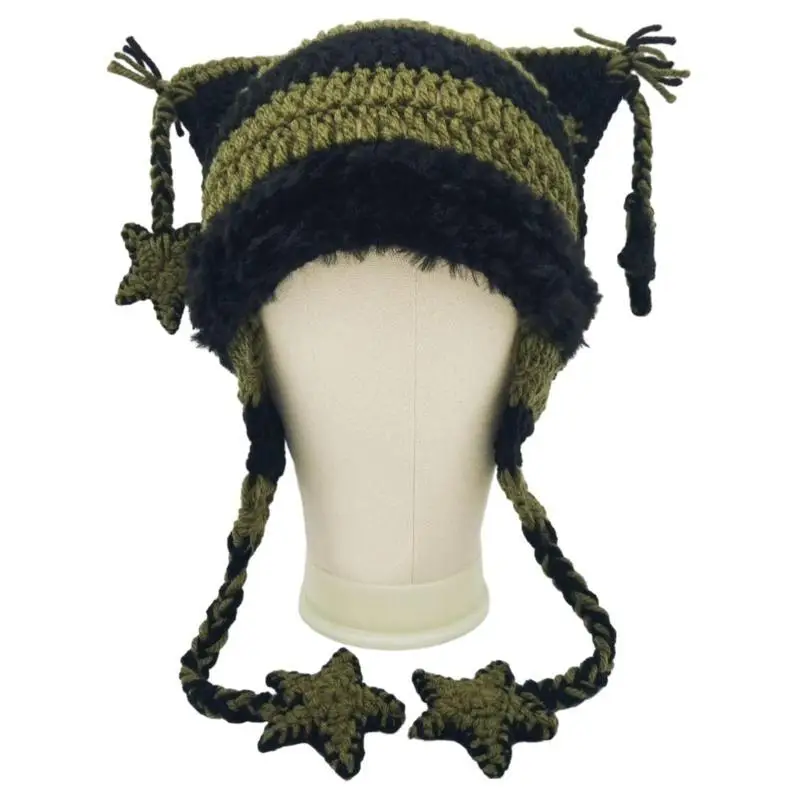 652F Oversized Kitten Hat New Year Halloween Party Decorations Festive Stage Shows Striped Ear Hats Headdress