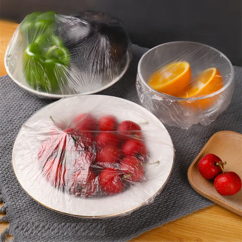 100/200/20/50pcs Saran Wrap Colorful Disposable Food Cover Food Grade Fresh-keeping Plastic Bag Kitchen Refrigerator Accessories