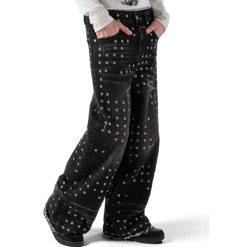 2025 جديد المسامير لكمة الرجال والنساء زوجين سترة الشارع الشرير الظلام نمط الخريف والشتاء الدافئة هوديي النساء Y2K نمط