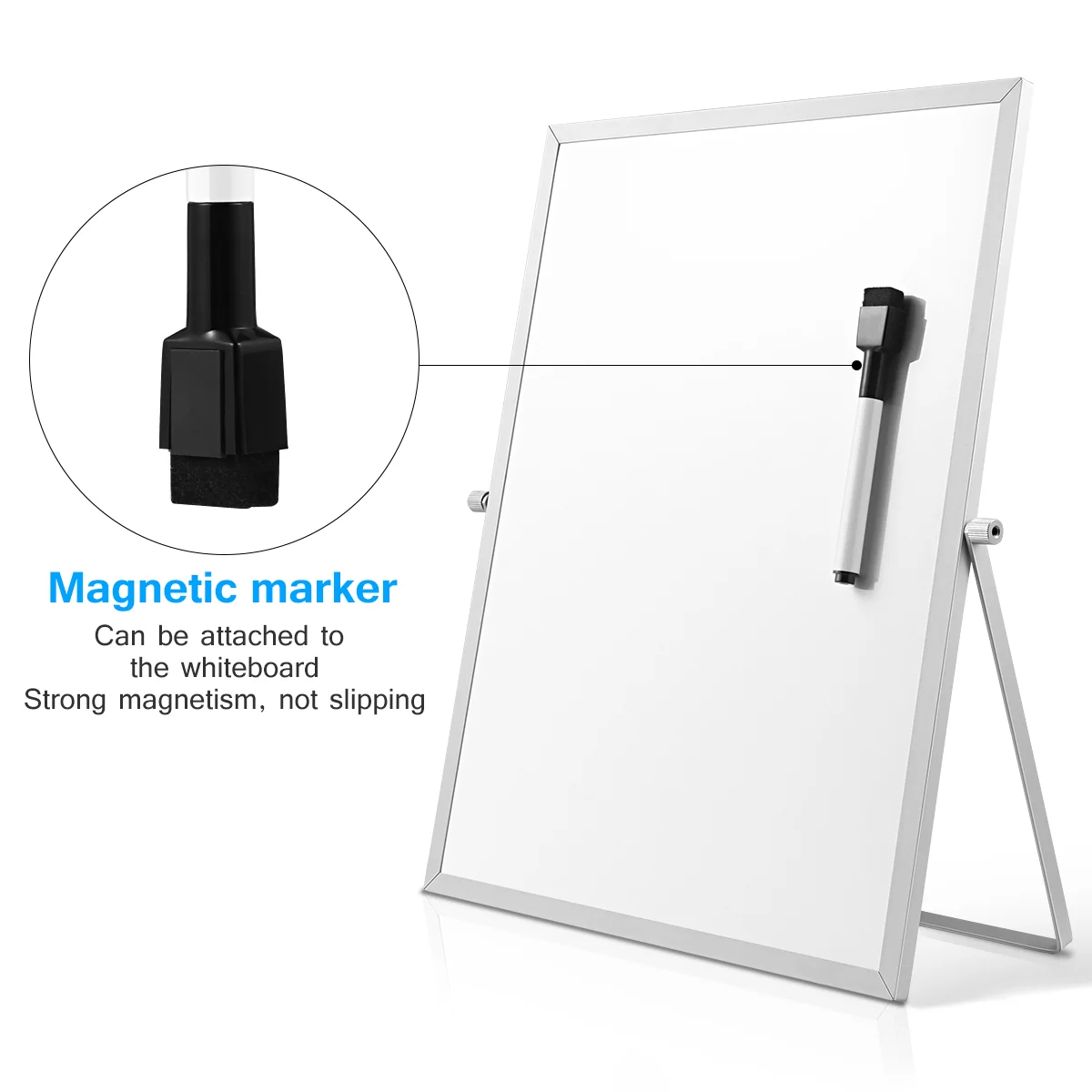 STOBOK Magnetic Dry Erase Board Double Sided Personal Desktop Tabletop White Board Planner Reminder with Stand for School Office