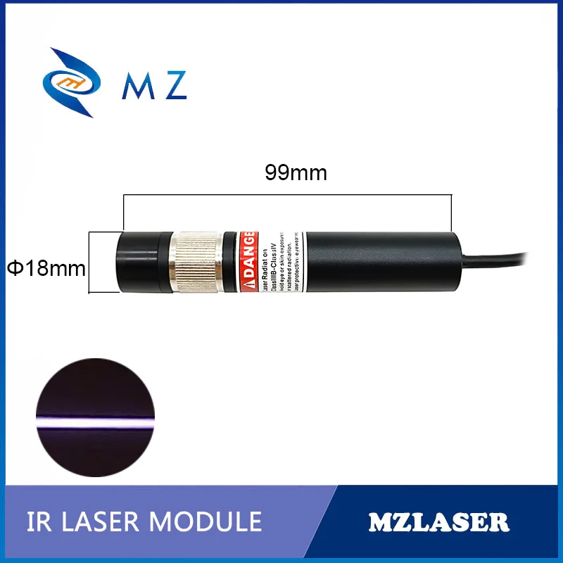 PoweIl Lens Infrared Line Laser Diode Module Adjustable Focusing D18mm 940nm Service Life 50000 Hours With Bracket+Adapter