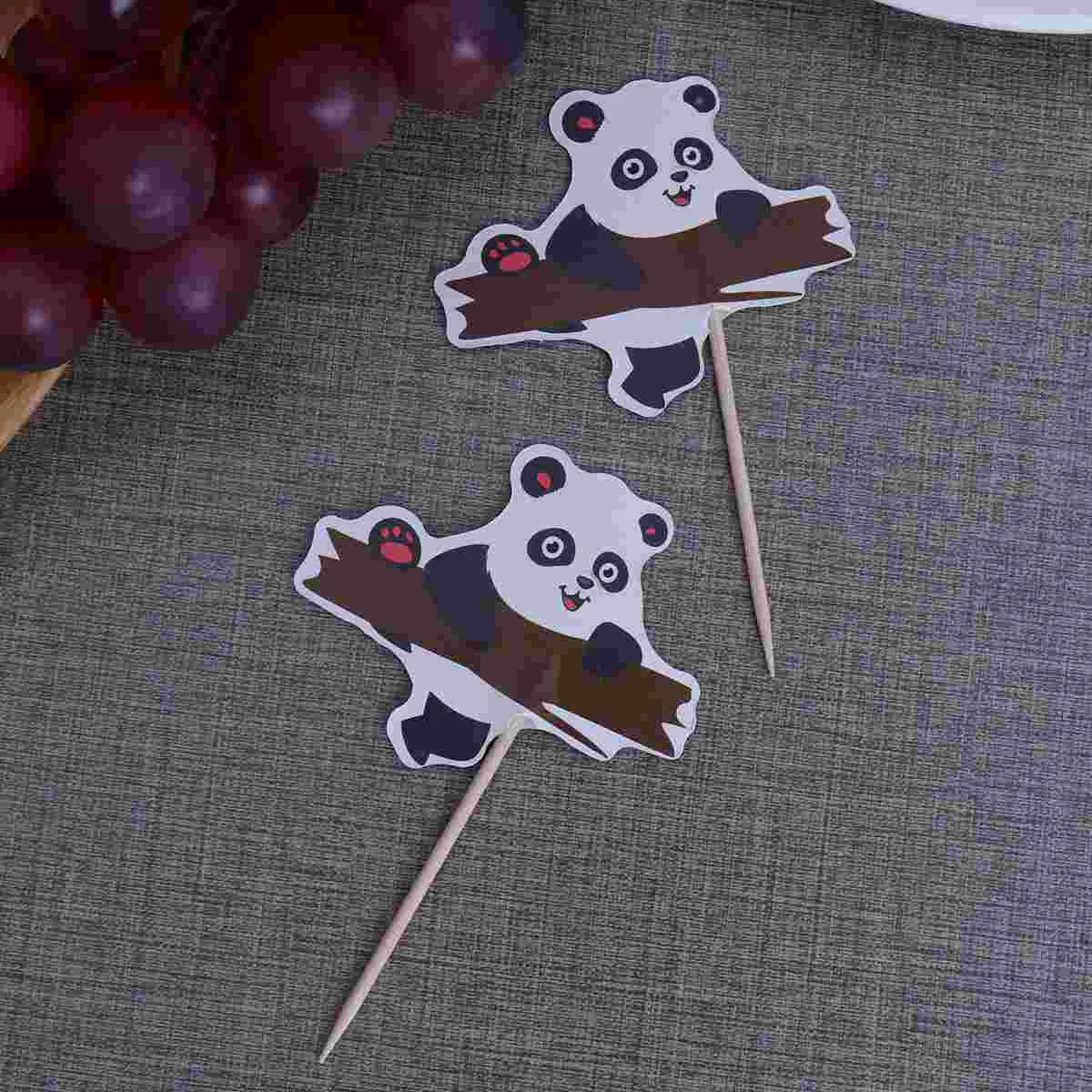 72PCS Panda Cupcake Toppers Dessert Picks Cake Insertion Cards Party Supplies for Birthday Party party cake toppers