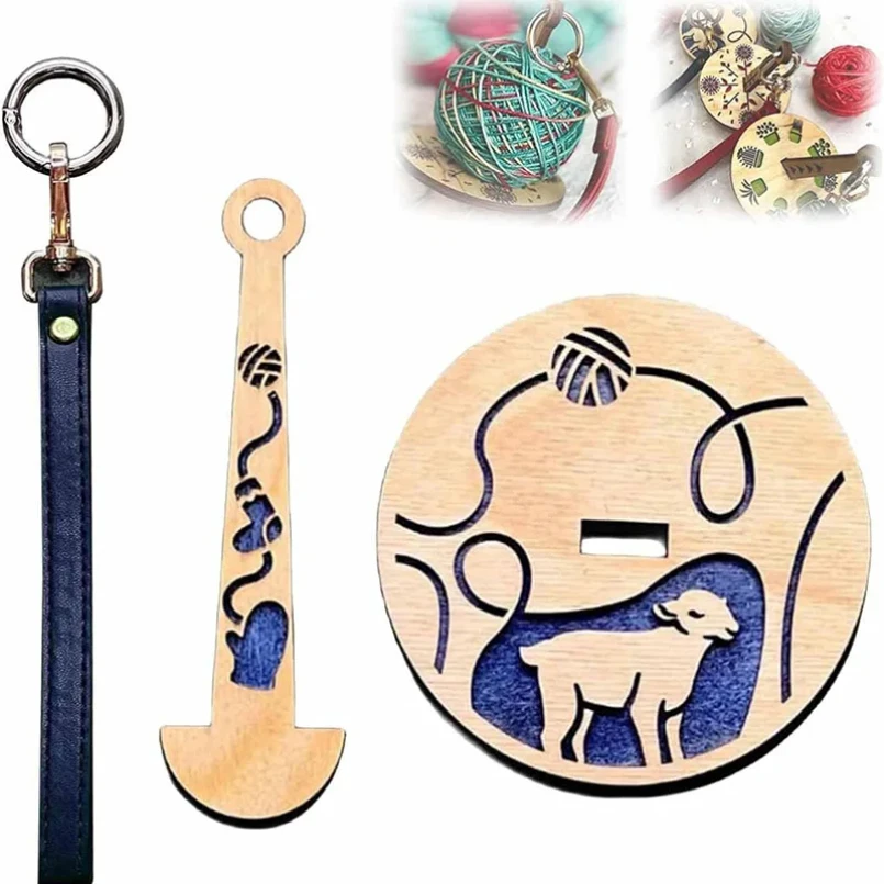 1 Set Portable Wooden Yarn Holder With Wrist Charm For Outdoor Use Foldable Yarn Holder Easy Storage DIY Knitting Crochet Tool