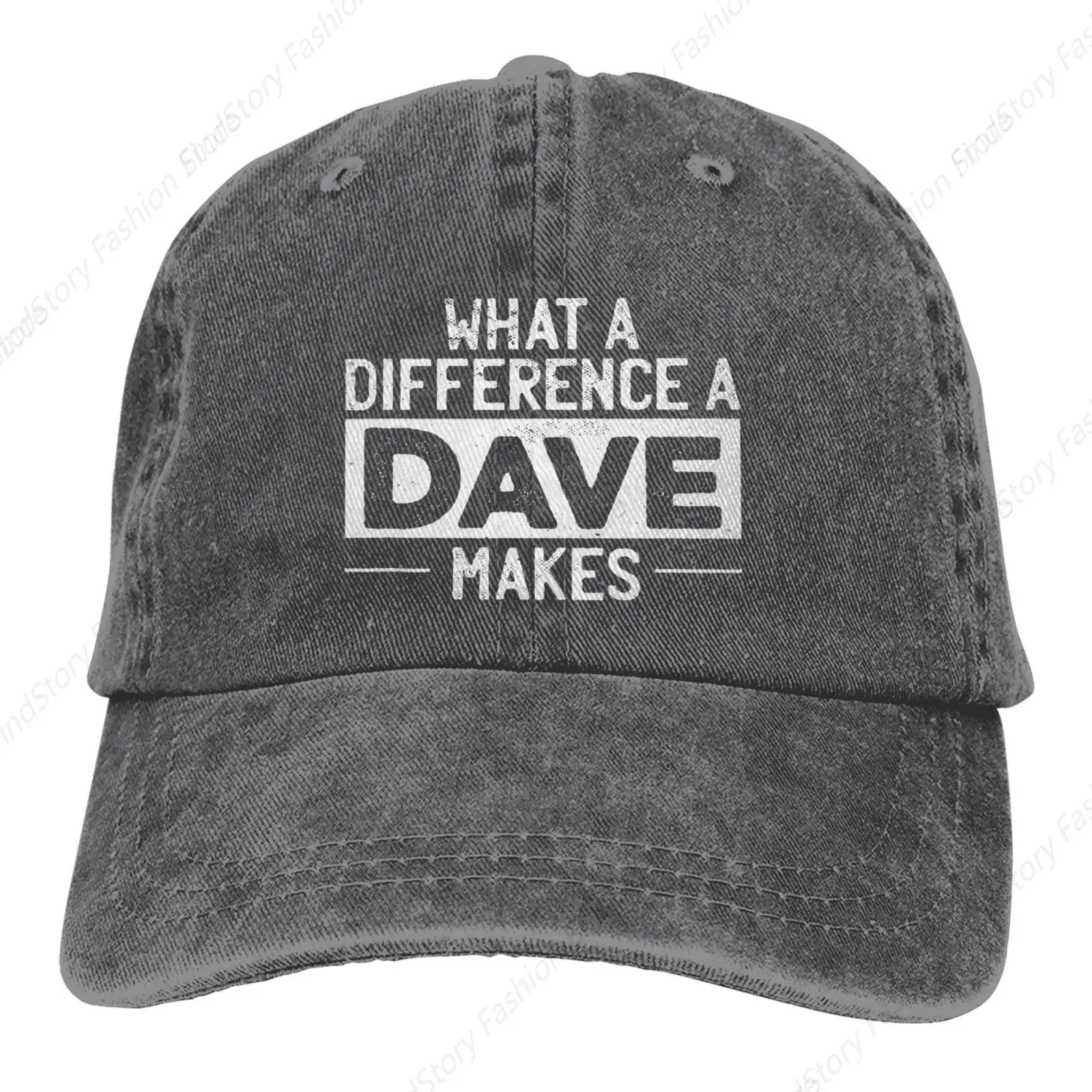 What A Difference A Dave Makes Cowboy Baseball Cap Trucker Denim Hats Cotton Golf Dad Hat for Men and Women All Seasons