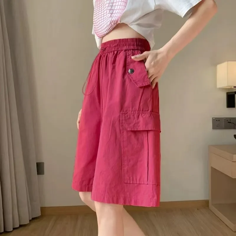 

Women's High Waist Cargo Shorts Loose Casual Five Point Pants