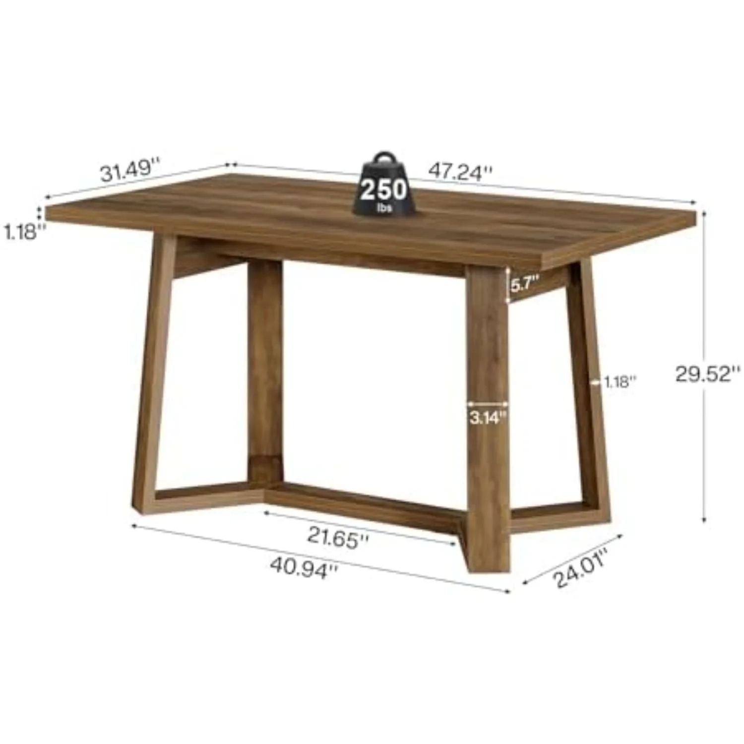 Dining Table for 4, 47 inch Dinning Room Table with Sturdy Geometric Base, Farmhouse Wood Rectangle Kitchen Table for