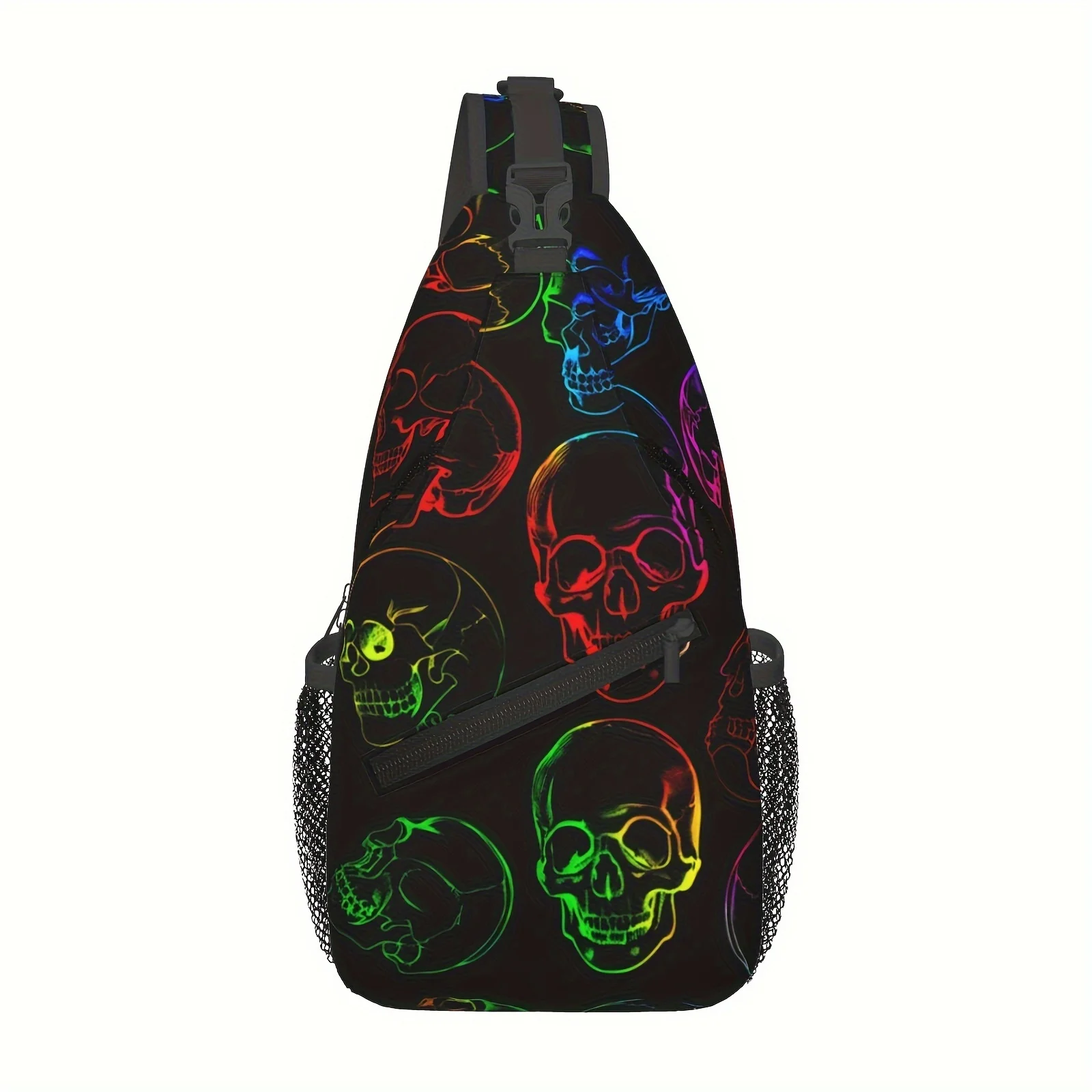 Skull Pattern Crossbody Chest Bag Designed for Hiking Backpack Is Perfect for Shopping Work Travel Beach Outings Fishing