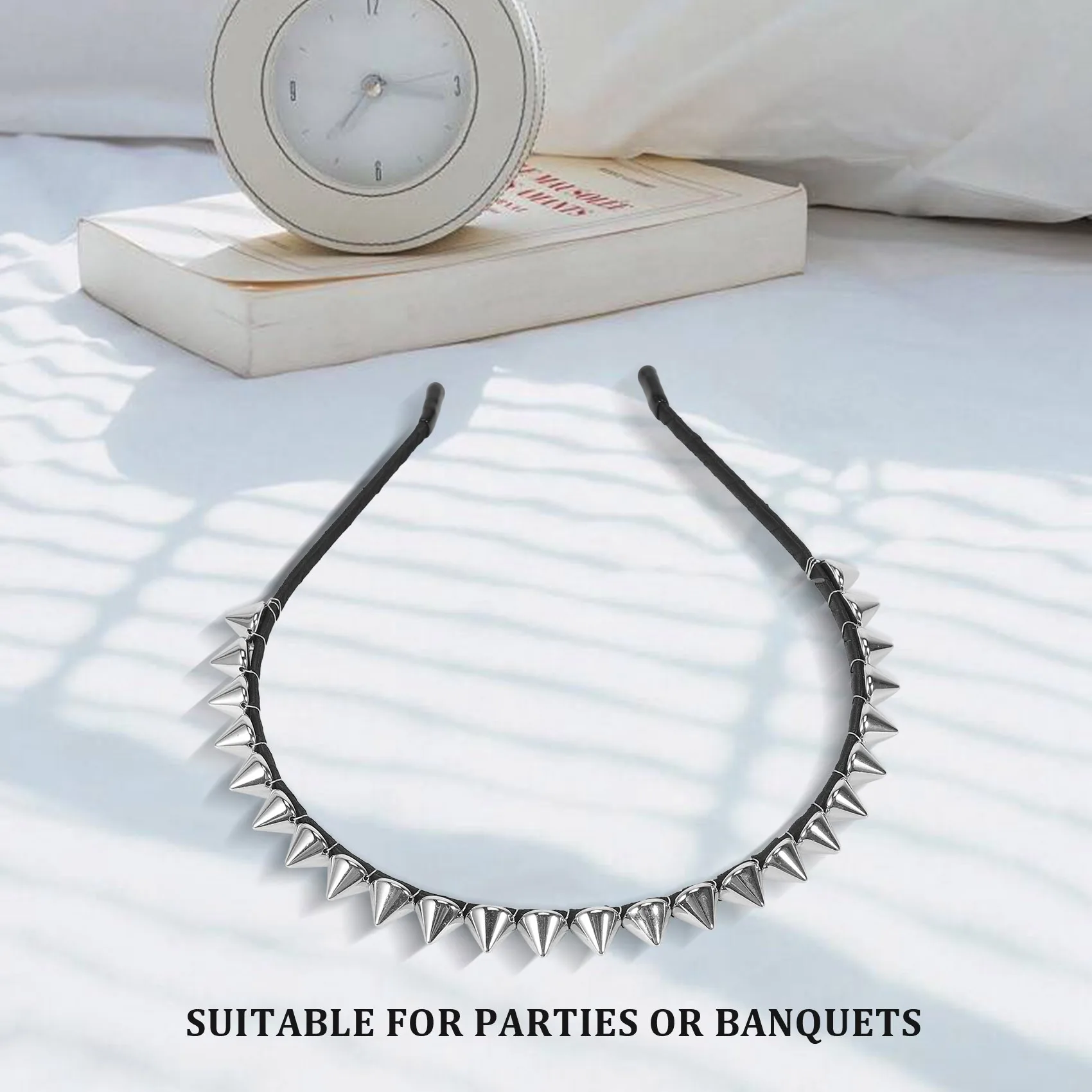 High-end Silver Metal Stud Rivet Spike Headband Hair Head Band Aliceband Punk Girl
