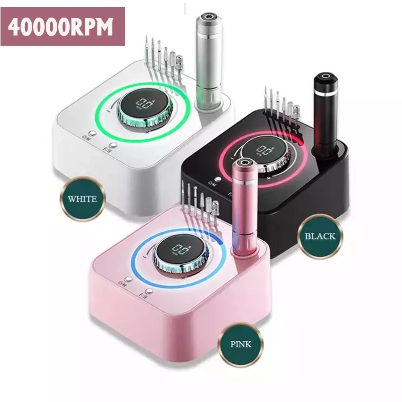 

40000RPM Strong Professional Drill Nail Machine Portable White/Black/Pink Pedicure Manicure Pedal Operated Drilling Machine