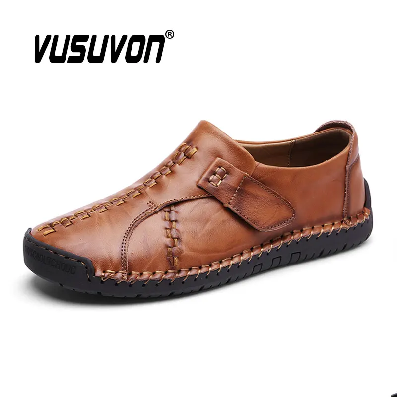 

Men Loafers 2023 New Fashion Leather Shoes Casual Moccasins Breathable Sneakers Driving Black Comfortable Flats Plus Size 48
