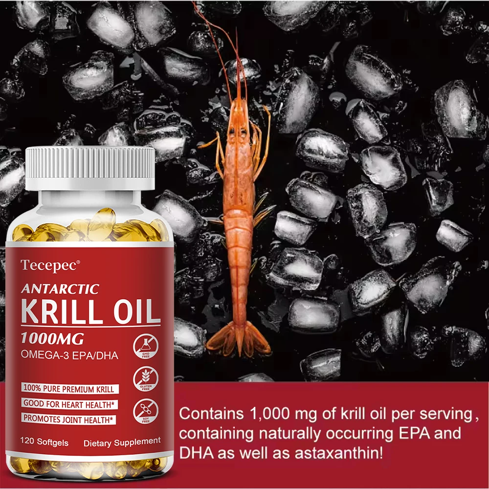 Antarctic Krill Oil 1000 Mg with Astaxanthin, Sustainable Dietary Supplement Omega 3 Fatty Acids EPA & DHA - Dietary Supplement