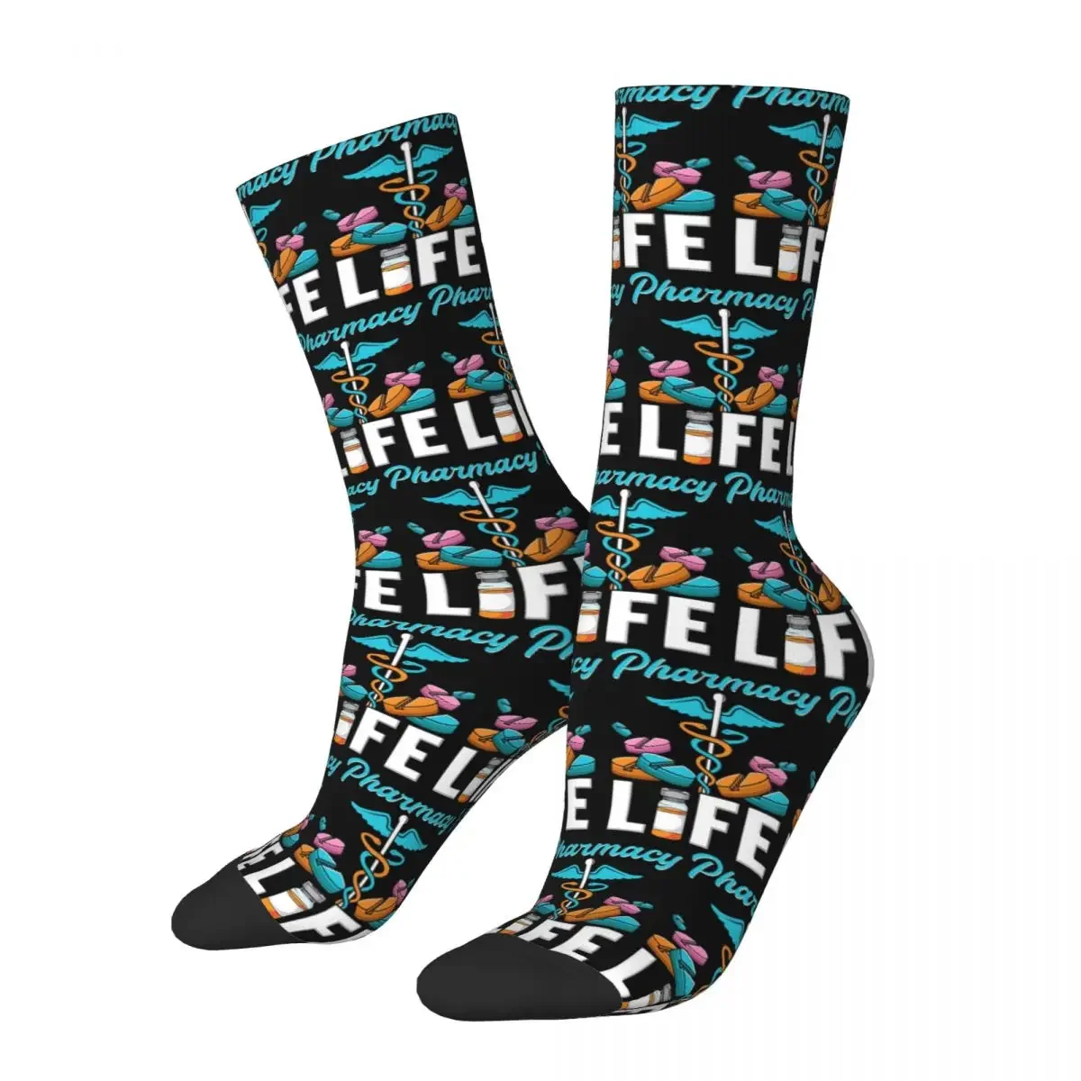 Pharmacy Life Pharmacist Chemist Socks Harajuku Sweat Absorbing Stockings All Season Long Socks Accessories for Man Woman Gifts