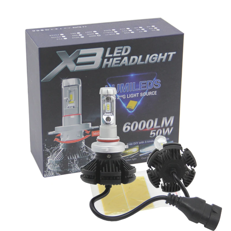 Bedehon-luz LED para coche X3 H1Led H4 H7, faro delantero 50W 6000LM 6000K IP67 9003 9005 HB3 9006 HB4 HB2 H11, luces LED para vehículos