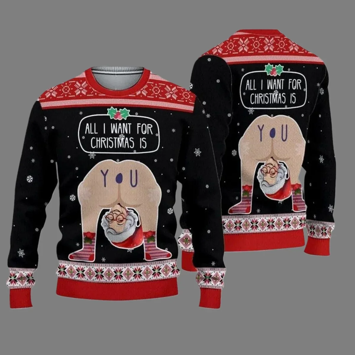 New Parody Fun Santa Claus Ugly Sweater for Family Christmas Party Hoodie Enlarged Adult Autumn and Winter Top 25/26