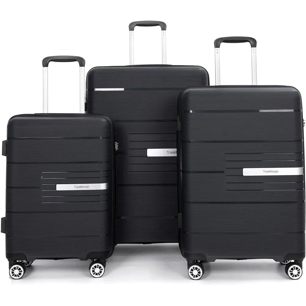 

Durable Hardshell Spinner Luggage Set with TSA Lock, 3-Piece (20/24/28), Carry-On, Black