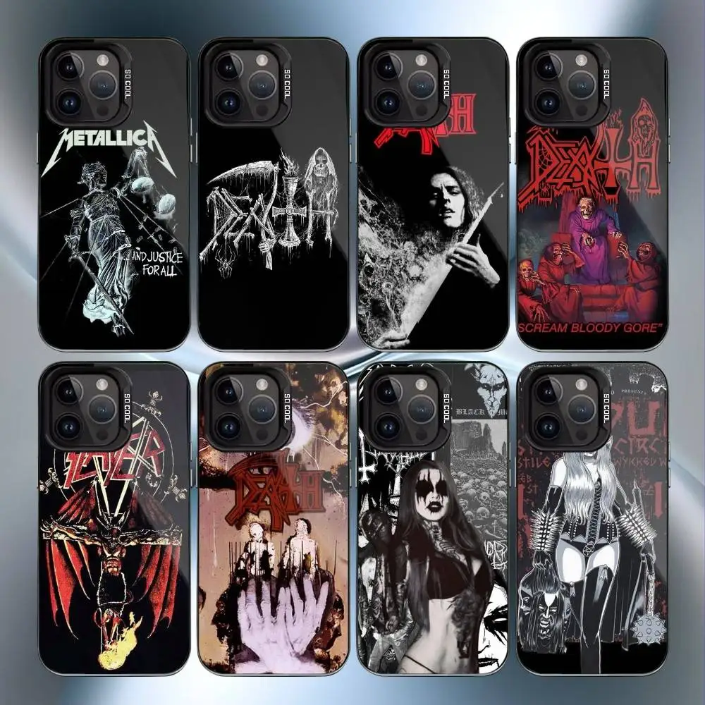 

Metal Band D-Death Phone Case For iPhone17, 16,15,14,13,12 Pro Max Black Candy Matte Shockproof Cover