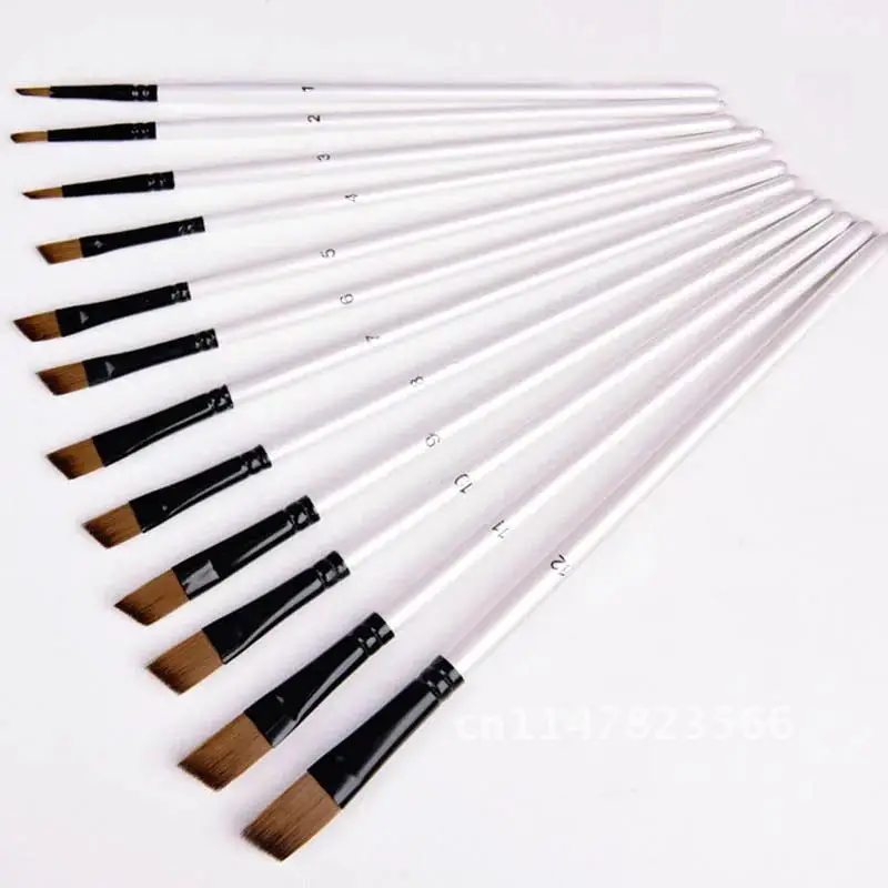 12Pcs/Set Paint Brush Set Patchwork Color Multi-function Portable Drawing Art Supplies Wooden Handle Artist Oil Painting Brushes