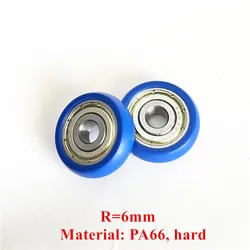 10pcs 6*24*7mm Spherical Cam, Blue Pulley, PA66 ( No bubbles ) Roller, Showcase / Drawer Pulley, R 6mm