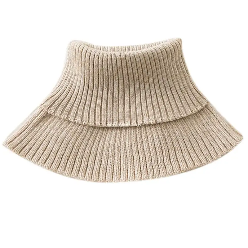 Ribbed Knitted False Fake Collar Winter Detachable Sweater Turtleneck Dickey Vintage Solid Color Neck Warmer Scarf Wrap Dropship