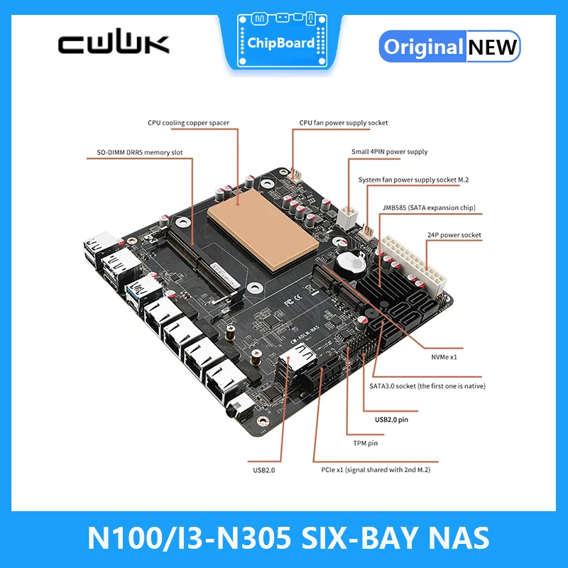 Imagem -03 - Placa para Servidor N100 I3-n305 6-bay 4x2.5g 6x Sata 3.0 2x M.2 Nvme 115x Radiador Itx tipo Placa-mãe