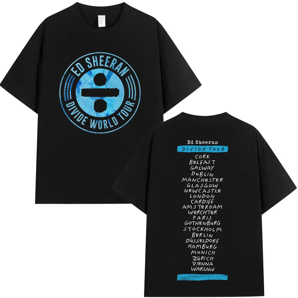 Ed Sheeran Divide World Tour Merch T-shirts Fans Gifts Men Women Clothing Fashion Hip Hop Oversized T Shirts Cotton Cozy T-shirt
