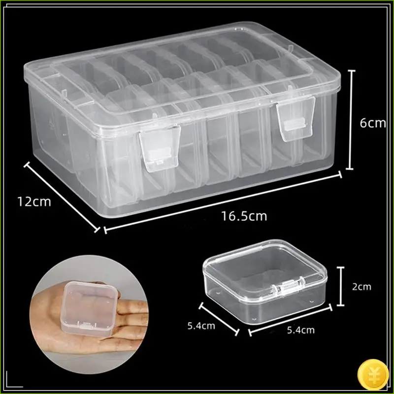 Contenedor de almacenamiento de cuentas de PP transparente pequeño, cajas transparentes organizadoras con tapa con bisagras para joyería, duradero, fácil de instalar, 15 piezas