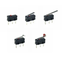 5Pcs Mini Micro Limit Switch NO NC SPDT 3 Pins 8mm Longer Terminals 5A 125V 250V 29mm Roller Arc lever Action Push Microswitches