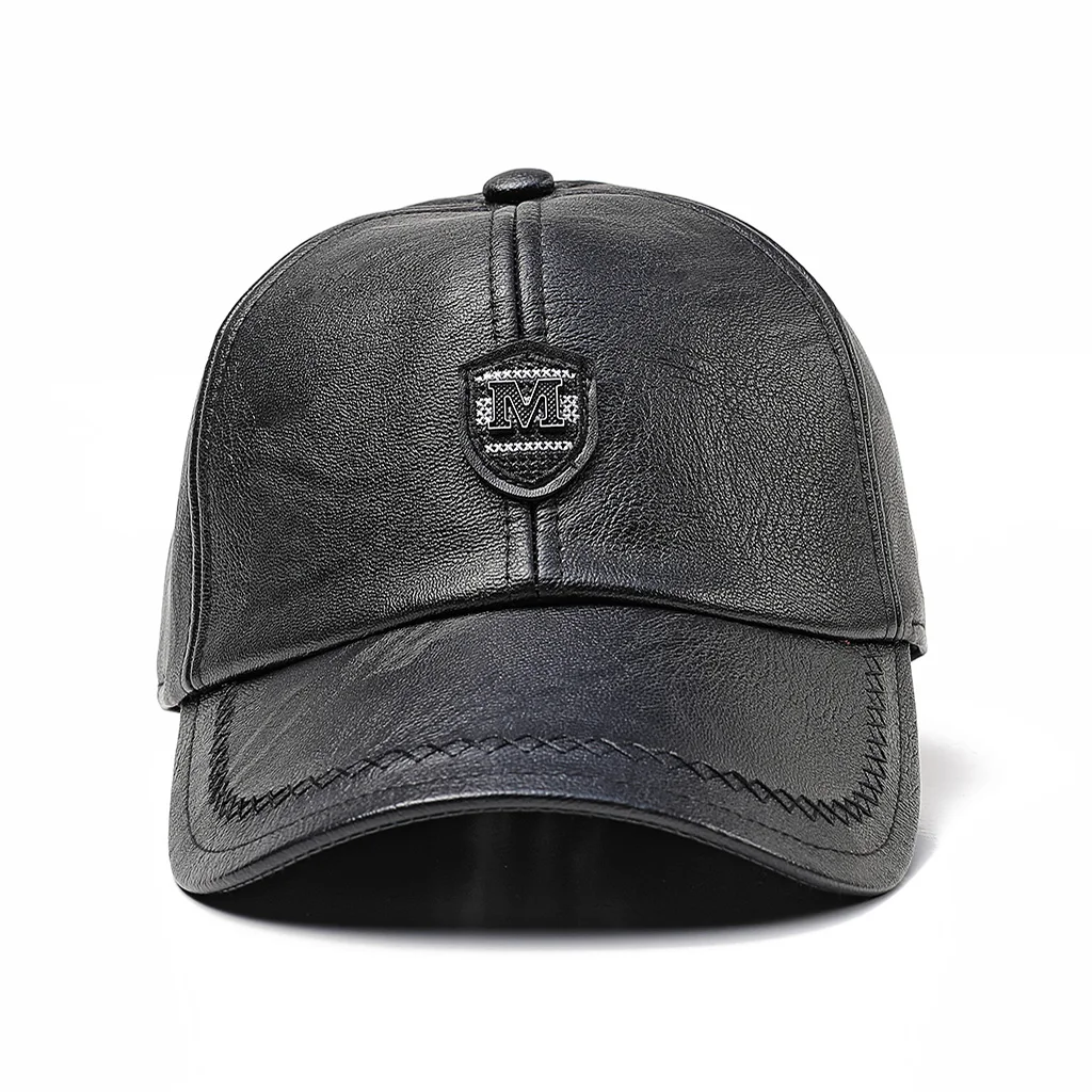 High Quality PU Baseball cap For Men Solid Faux Leather Cap Autumn Winter Men's Baseball Hat Trucker Cap Street Wear