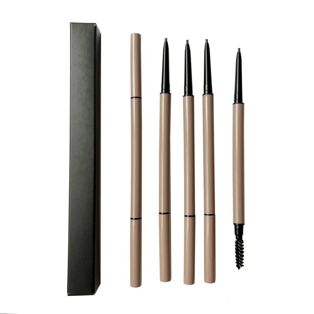 Private Label Eyebrow Pencil 1.5mm Ultra Thin with Brush Slim Waterproof Natural Long Lasting Tattoo Cosmetics Dark Brown